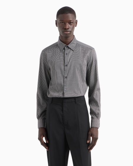 Armani Camisa De Algodón Elástico Estampado