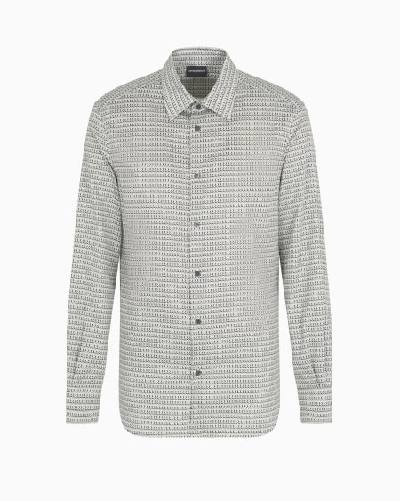 Armani Camisa De Algodón Elástico Estampado