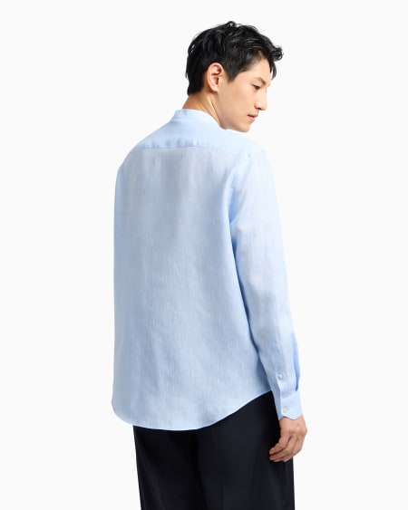 Armani Camisa De Cuello De Tira En Cambray De Lino