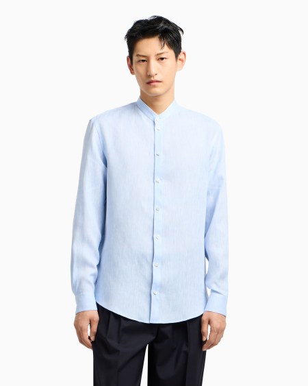 Armani Camisa De Cuello De Tira En Cambray De Lino