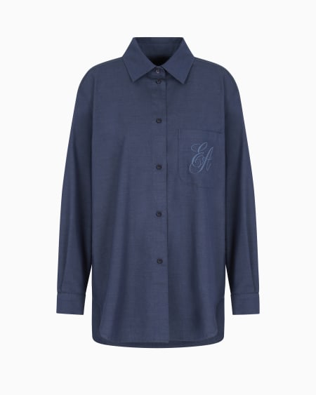 Armani Camisa de hilo teñido con logotipo bordado