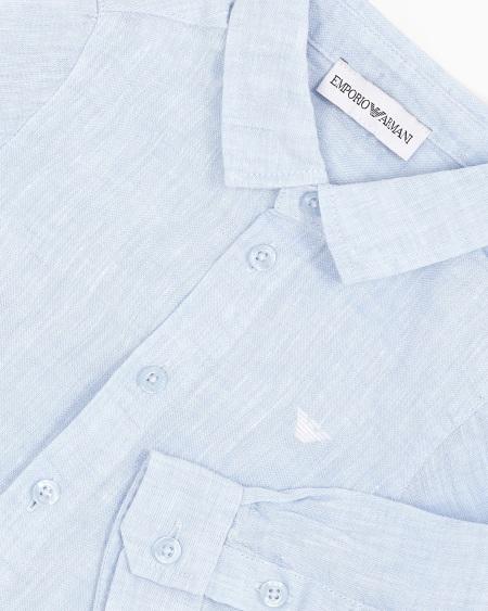 Armani Camisa De Lino Con Bordado De águila