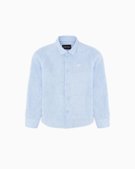 Armani Camisa de lino con bordado de águila