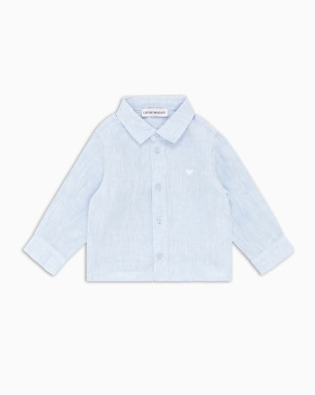 Armani Camisa de lino con bordado de águila