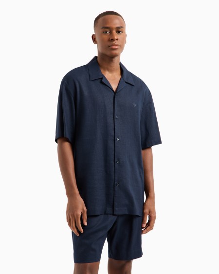 Armani Camisa De Playa De Mezcla De Lino