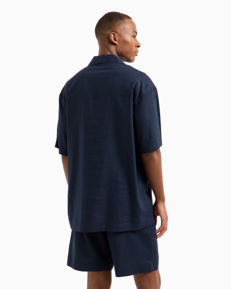 Armani Camisa De Playa De Mezcla De Lino