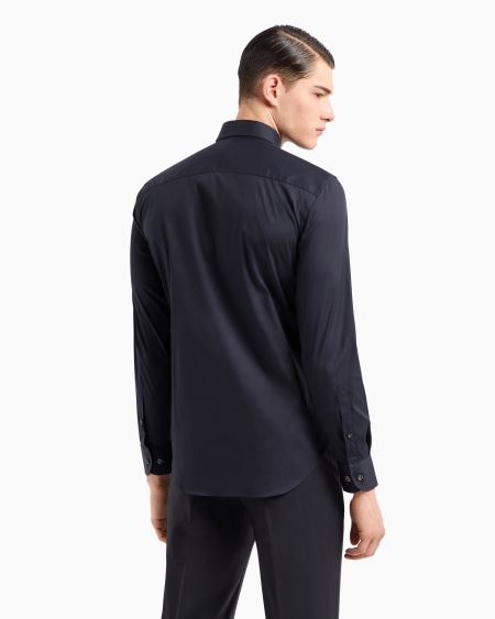 Armani Camisa De Popelina De Algodón Elástico