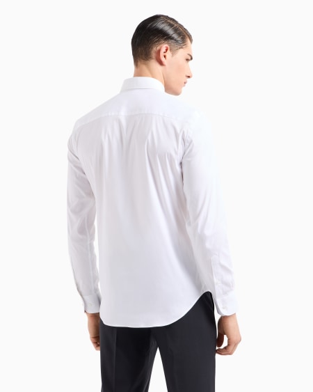Armani Camisa De Popelina De Algodón Elástico