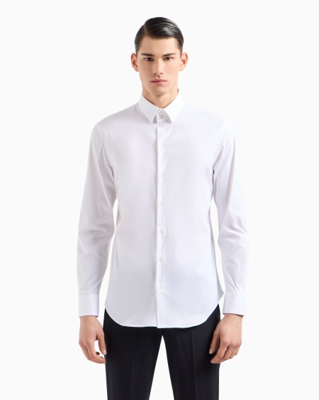 Armani Camisa De Popelina De Algodón Elástico