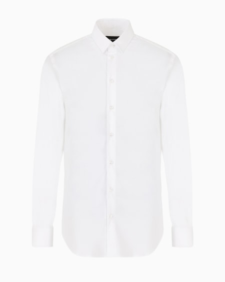 Armani Camisa De Popelina De Algodón Elástico