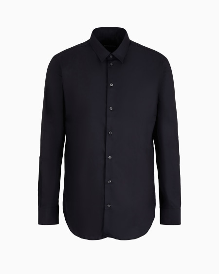 Armani Camisa de popelina de algodón elástico