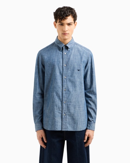 Armani Camisa En Cambray De Algodón