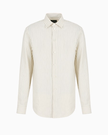 Armani Camisa en mezcla de lino a rayas