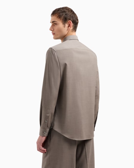 Armani Camisa En Tejido De Lana Virgen