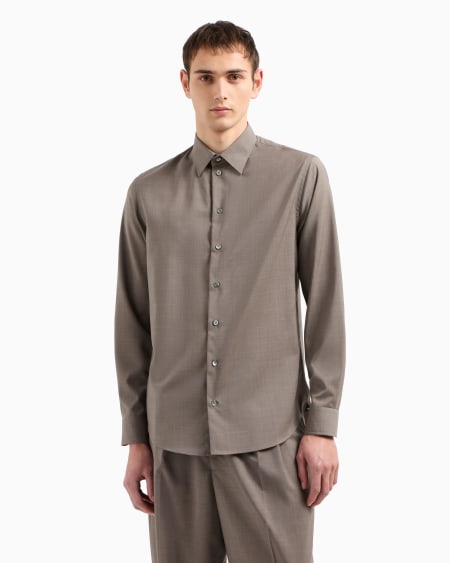 Armani Camisa En Tejido De Lana Virgen
