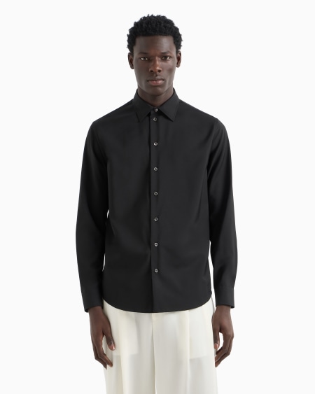 Armani Camisa En Tejido De Lana Virgen