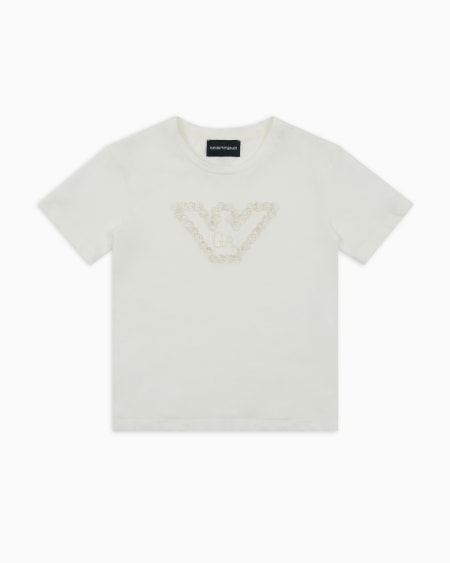 Armani Camiseta de punto con águila y margaritas