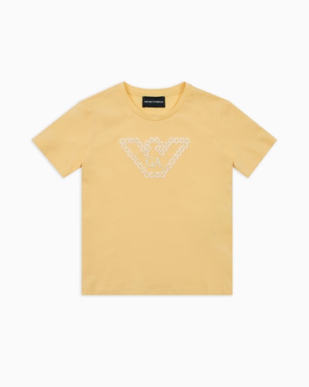 Armani Camiseta de punto con águila y margaritas