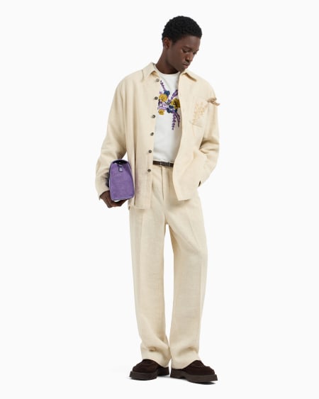 Armani Camiseta De Punto Con Bordado De Lavanda