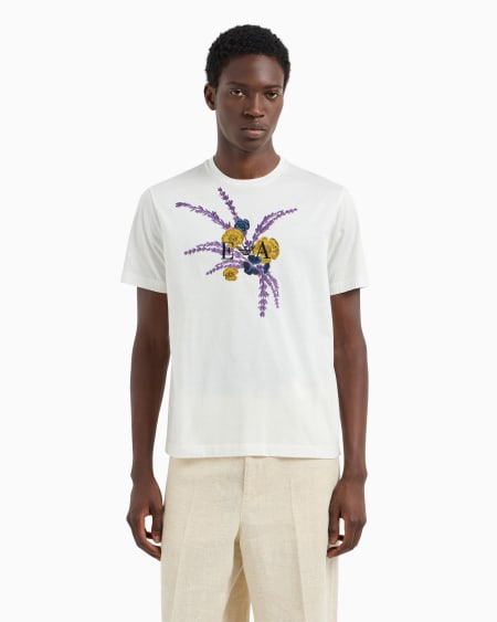 Armani Camiseta De Punto Con Bordado De Lavanda