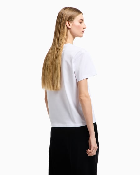 Armani Camiseta De Punto Mercerizado Con Bordado