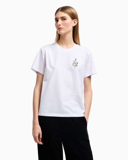 Armani Camiseta De Punto Mercerizado Con Bordado