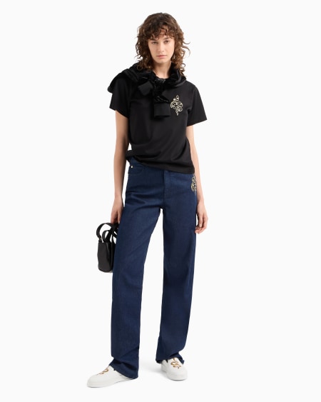 Armani Camiseta De Punto Mercerizado Con Bordado