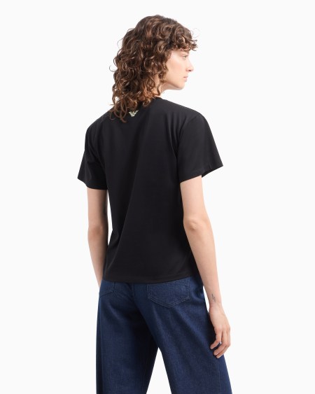 Armani Camiseta De Punto Mercerizado Con Bordado