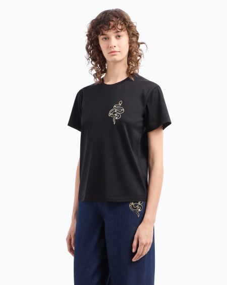 Armani Camiseta De Punto Mercerizado Con Bordado