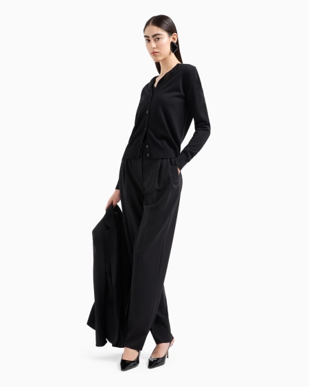 Armani Cárdigan De Pura Lana Virgen Satinada