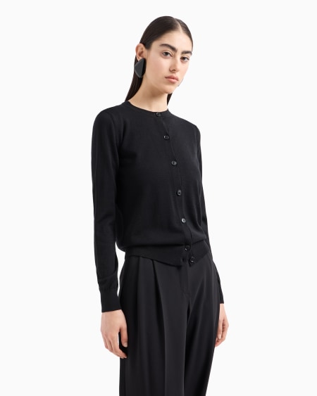 Armani Cárdigan De Pura Lana Virgen Satinada