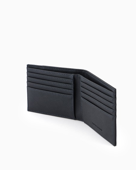 Armani Cartera Plegable De Piel Saffiano Y Nailon