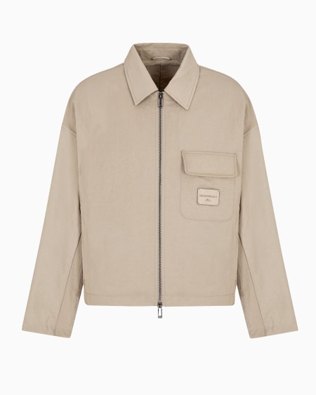 Armani Cazadora con cremallera de nailon arrugado