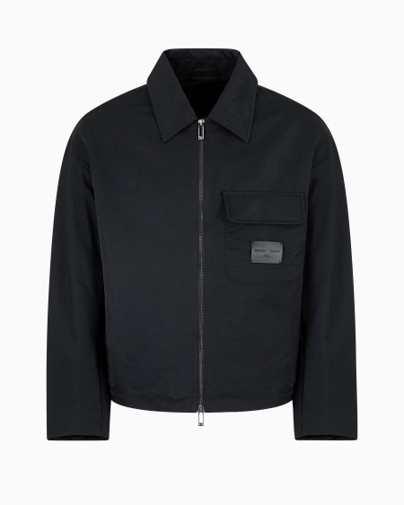 Armani Cazadora con cremallera de nailon arrugado
