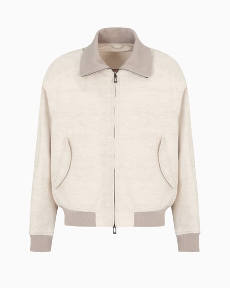 Armani Cazadora en mezcla de lino con cremallera