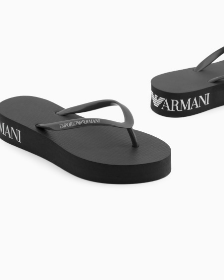 Armani Chanclas De Goma Con Logotipo Y Plataforma
