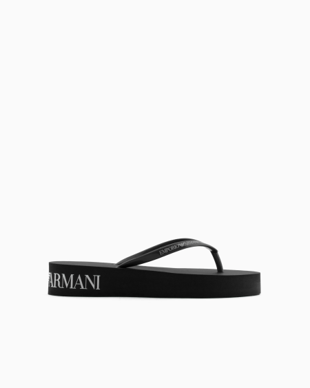 Armani Chanclas de goma con logotipo y plataforma