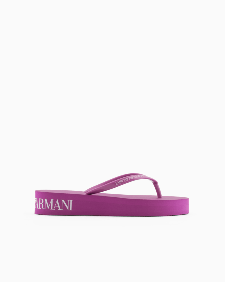 Armani Chanclas de goma con logotipo y plataforma