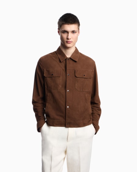 Armani Chaqueta En Ante De Cabra Microcalado Icon