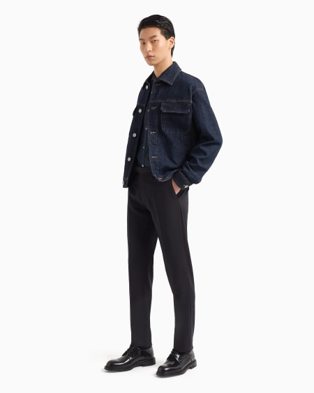 Armani Chaqueta En Denim Lavado Aclarado