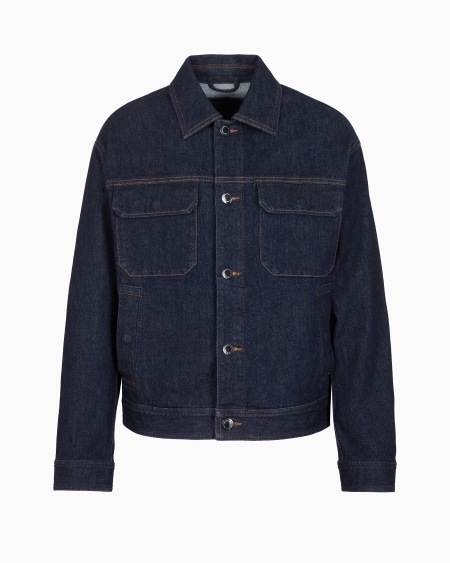 Armani Chaqueta en denim lavado aclarado
