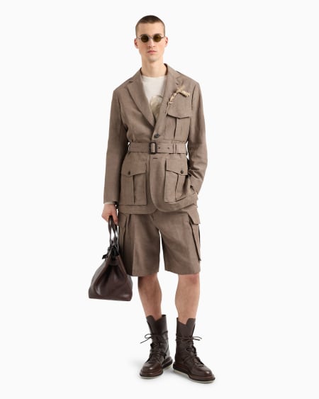 Armani Chaqueta Sahariana En Mezcla De Lino