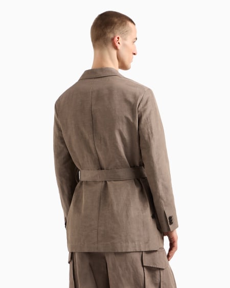 Armani Chaqueta Sahariana En Mezcla De Lino