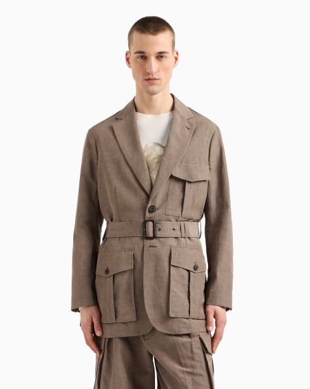 Armani Chaqueta Sahariana En Mezcla De Lino