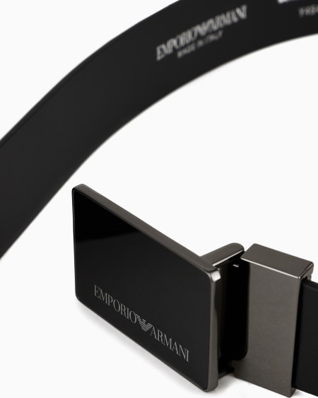 Armani Cinturón De Cuero Plena Flor Con Placa