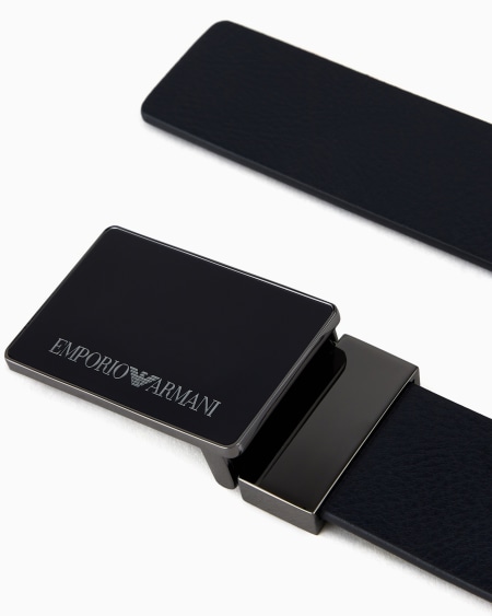 Armani Cinturón De Cuero Plena Flor Con Placa