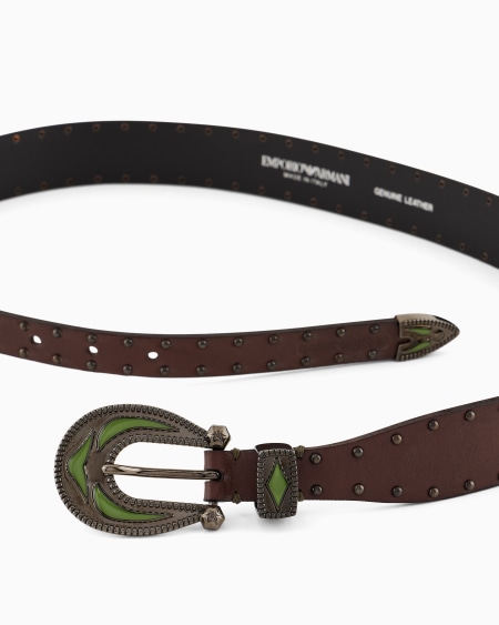 Armani Cinturón De Piel Con Detalle Metálico