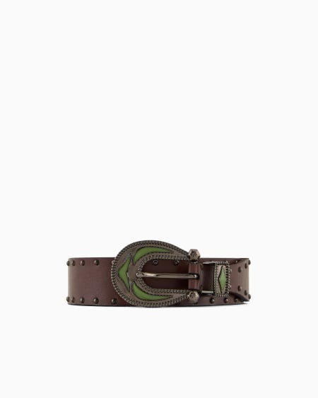 Armani Cinturón de piel con detalle metálico