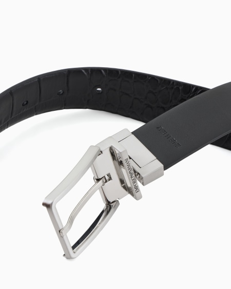 Armani Cinturón De Piel Con Estampado De Cocodrilo