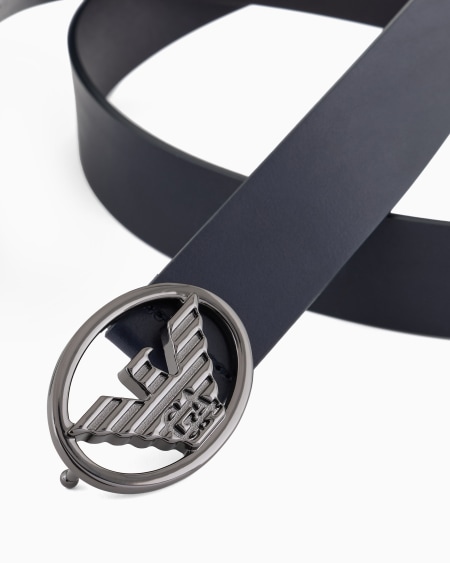 Armani Cinturón De Piel Lisa Con Placa De águila